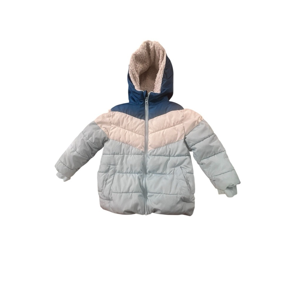 Swiss Tech‎ Puffer Baby Blue White Puffer Jacket with Hood Size 4T